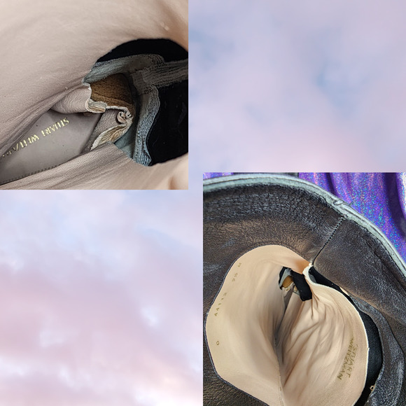 Stuart Weitzman Black Knee High Pull On Soft Leather Gothic Heel Boots Sz 9.5 - Picture 8 of 8